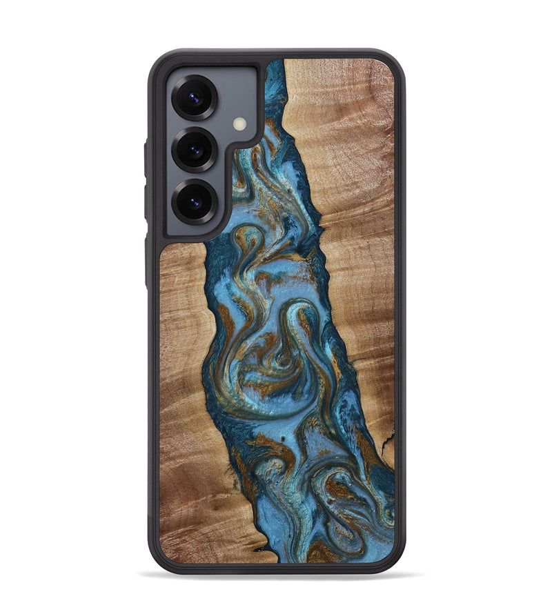 Galaxy S25 Plus Wood Phone Case - Milford (Teal & Gold, 814111)