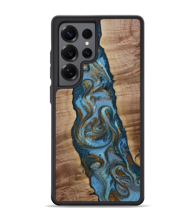 Galaxy S25 Ultra Wood Phone Case - Milford (Teal & Gold, 814111)