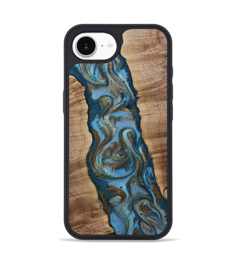 iPhone 16e Wood Phone Case - Milford (Teal & Gold, 814111)