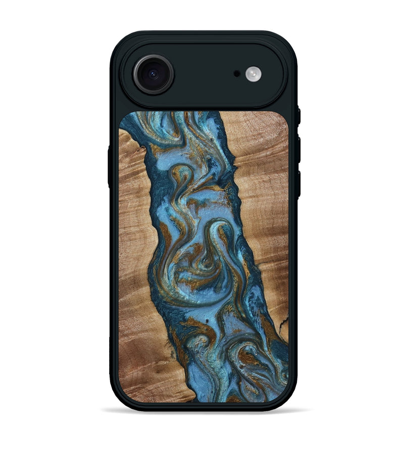 iPhone 17 Air Wood Phone Case - Milford (Teal & Gold, 814111)