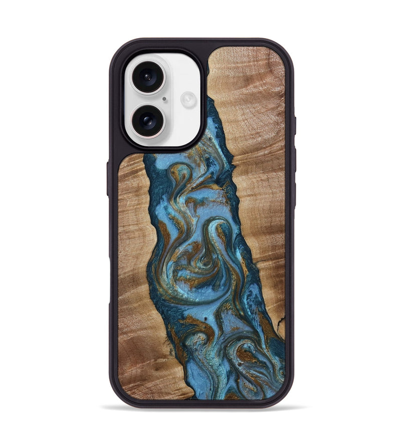 iPhone 17 Wood Phone Case - Milford (Teal & Gold, 814111)