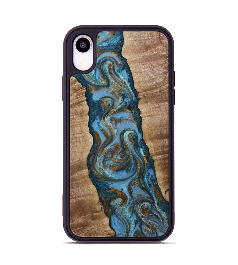 iPhone Xr Wood Phone Case - Milford (Teal & Gold, 814111)