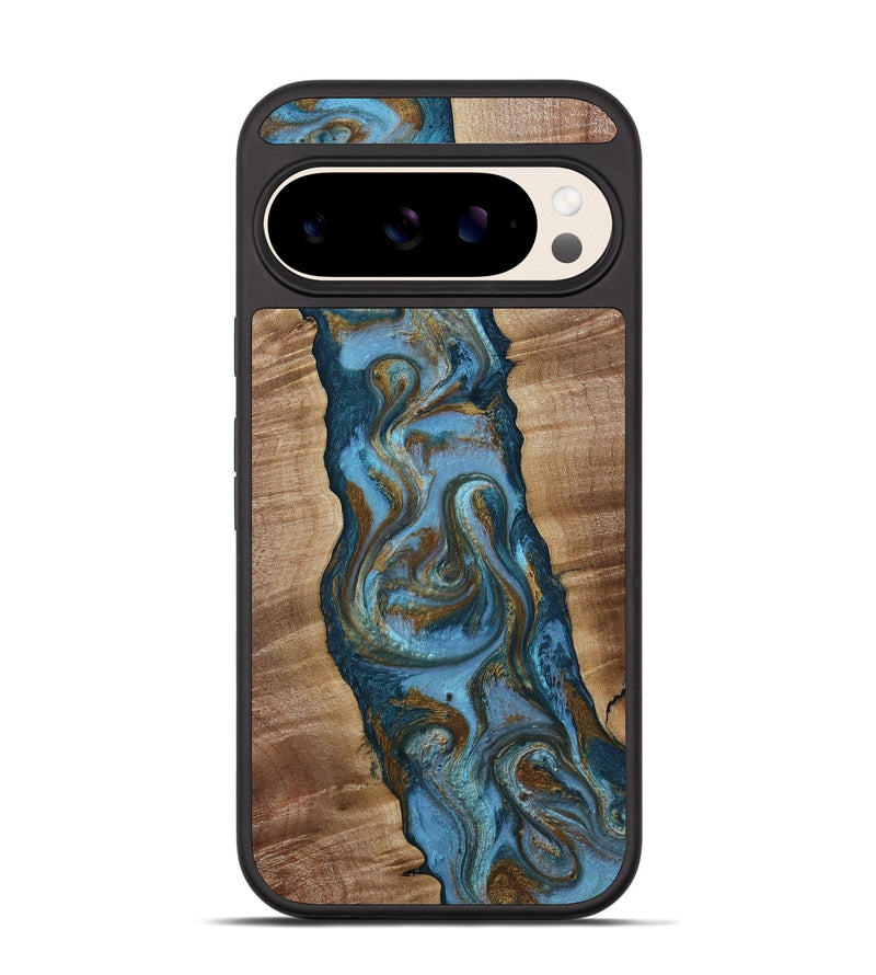 Pixel 10 Wood Phone Case - Milford (Teal & Gold, 814111)