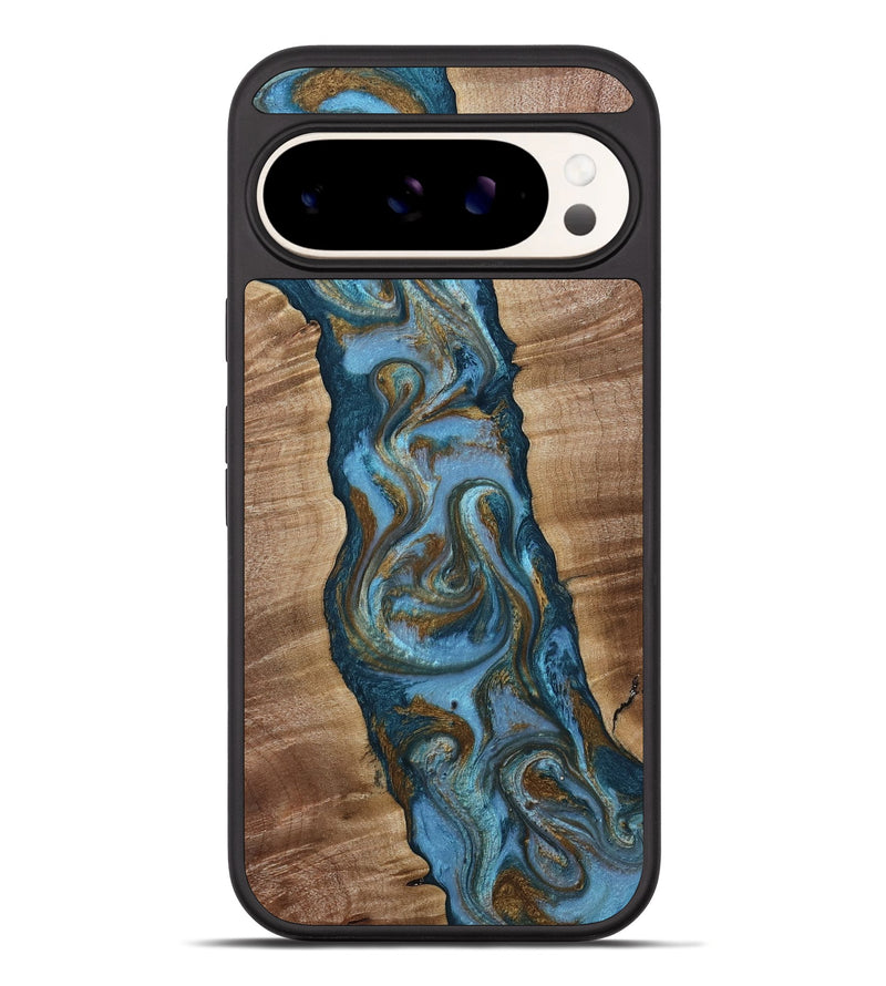 Pixel 10 Pro XL Wood Phone Case - Milford (Teal & Gold, 814111)