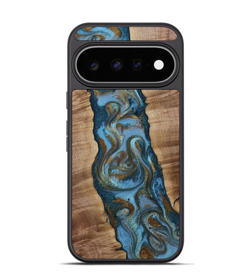 Pixel 11 Pro Wood Phone Case - Milford (Teal & Gold, 814111)