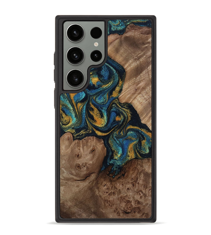 Galaxy S23 Ultra Wood Phone Case - Mariela (Teal & Gold, 814113)
