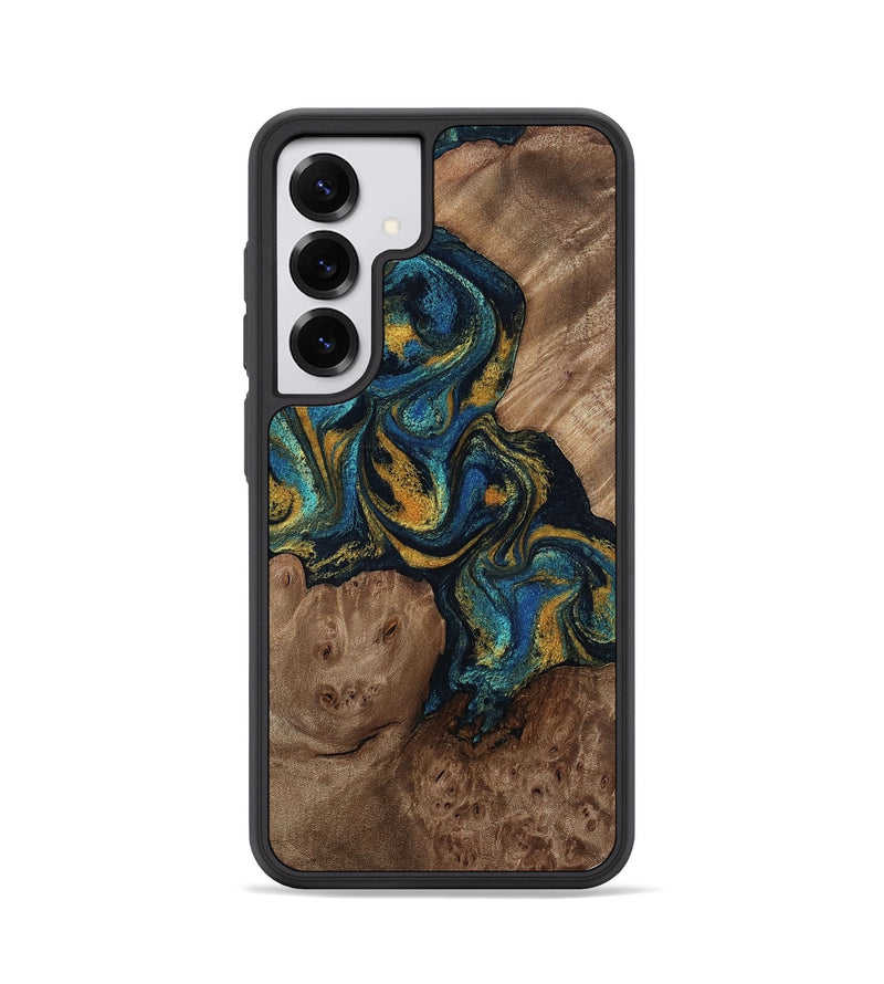 Galaxy S25 Wood Phone Case - Mariela (Teal & Gold, 814113)