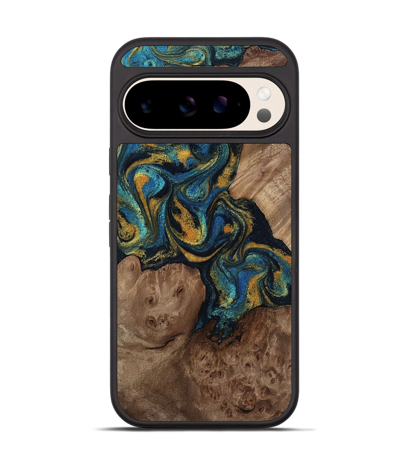 Pixel 10 Wood Phone Case - Mariela (Teal & Gold, 814113)