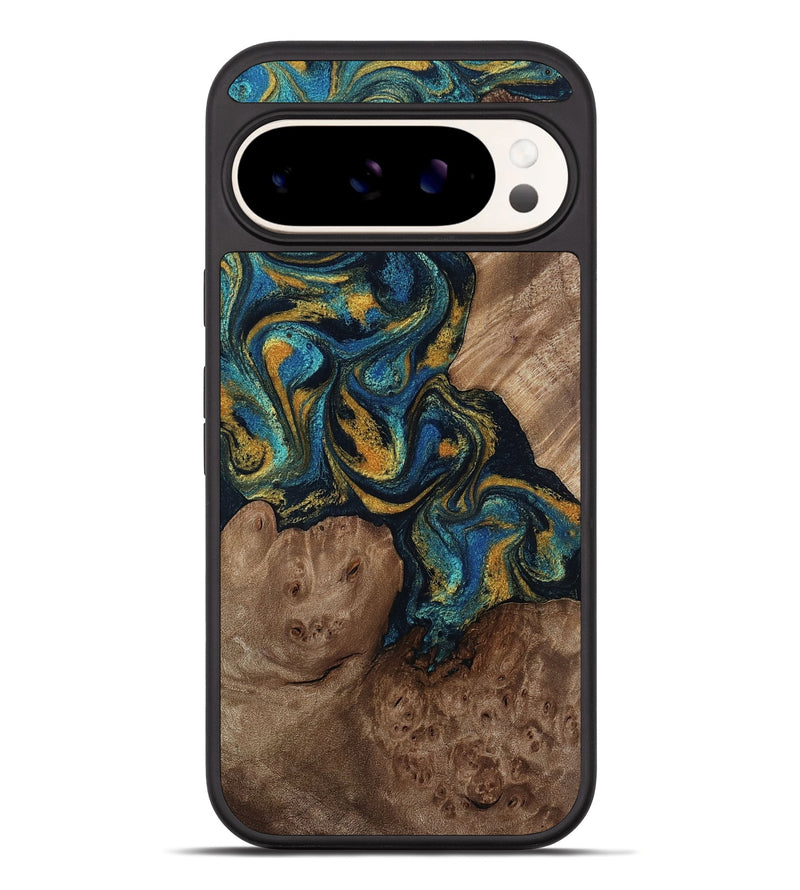 Pixel 10 Pro XL Wood Phone Case - Mariela (Teal & Gold, 814113)