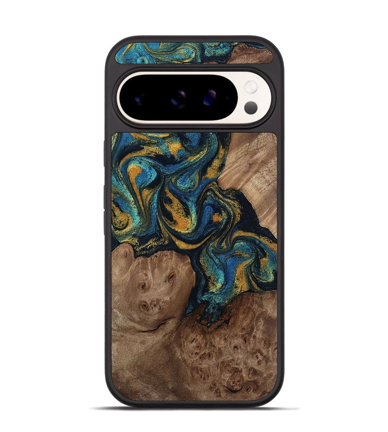 Pixel 9 Pro Wood Phone Case - Mariela (Teal & Gold, 814113)