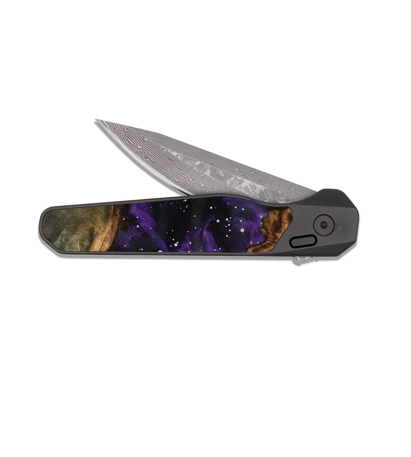 EDC Dark Damascus Wood Pocket Knife - Ouida (Cosmos, 814129)