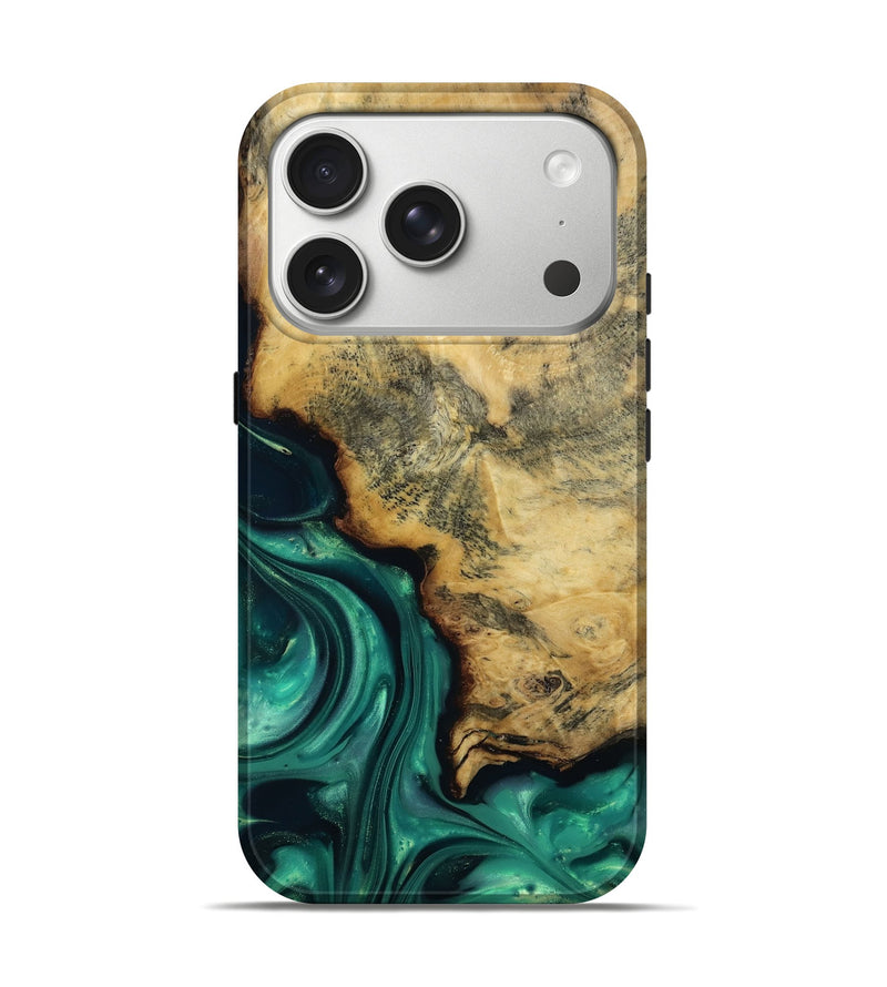 iPhone 17 Pro Wood Live Edge Phone Case - Abner (Green, 814169)