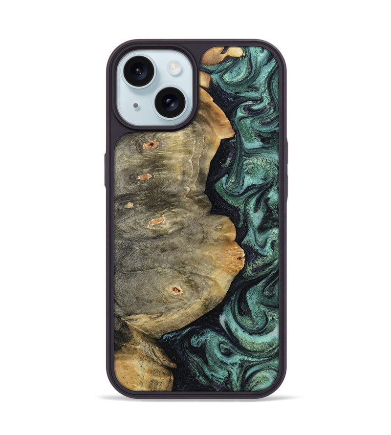 iPhone 15 Wood Phone Case - Kaitlyn (Green, 814176)