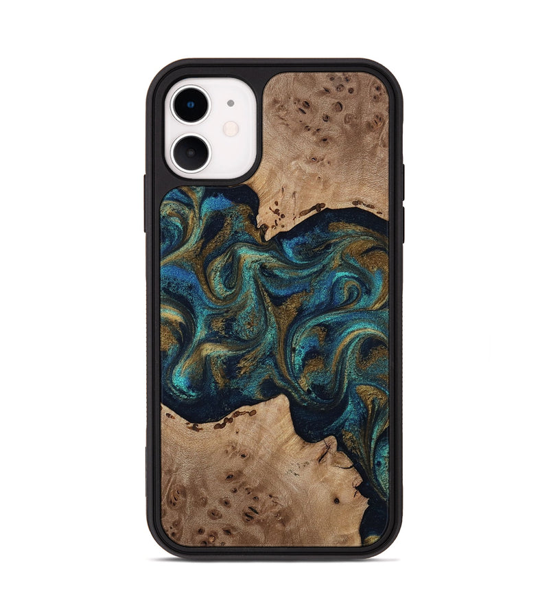 iPhone 11 Wood Phone Case - Jacoby (Teal & Gold, 814180)