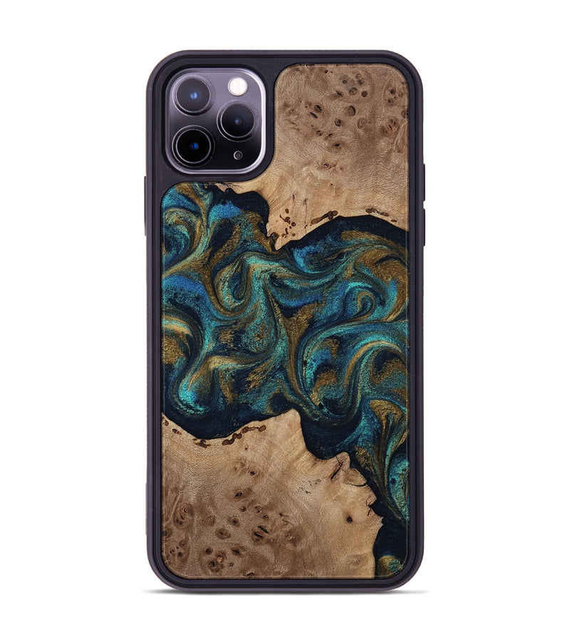 iPhone 11 Pro Max Wood Phone Case - Jacoby (Teal & Gold, 814180)