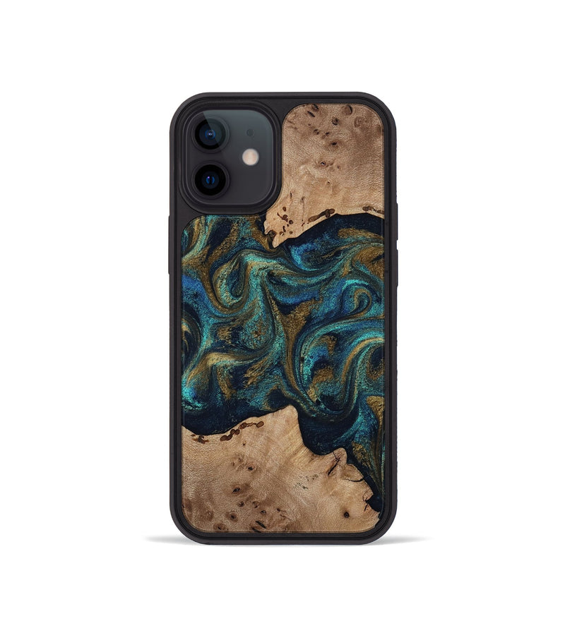 iPhone 12 mini Wood Phone Case - Jacoby (Teal & Gold, 814180)