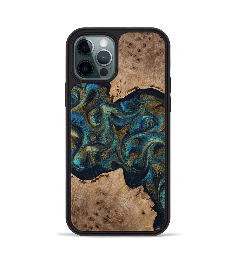 iPhone 12 Pro Wood Phone Case - Jacoby (Teal & Gold, 814180)
