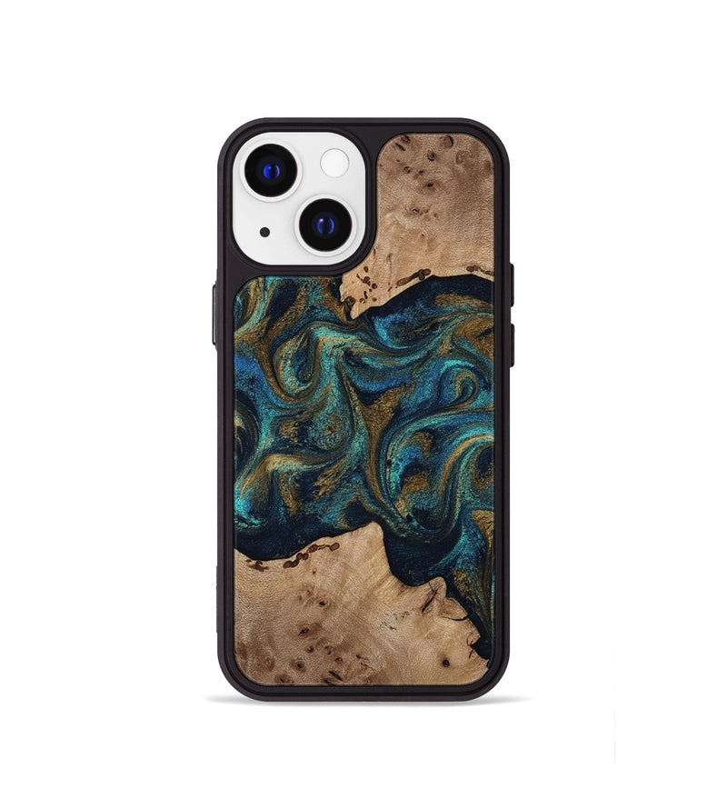 iPhone 13 mini Wood Phone Case - Jacoby (Teal & Gold, 814180)