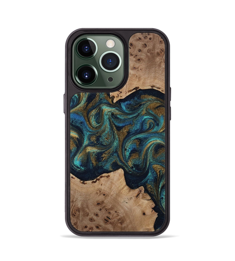iPhone 13 Pro Wood Phone Case - Jacoby (Teal & Gold, 814180)