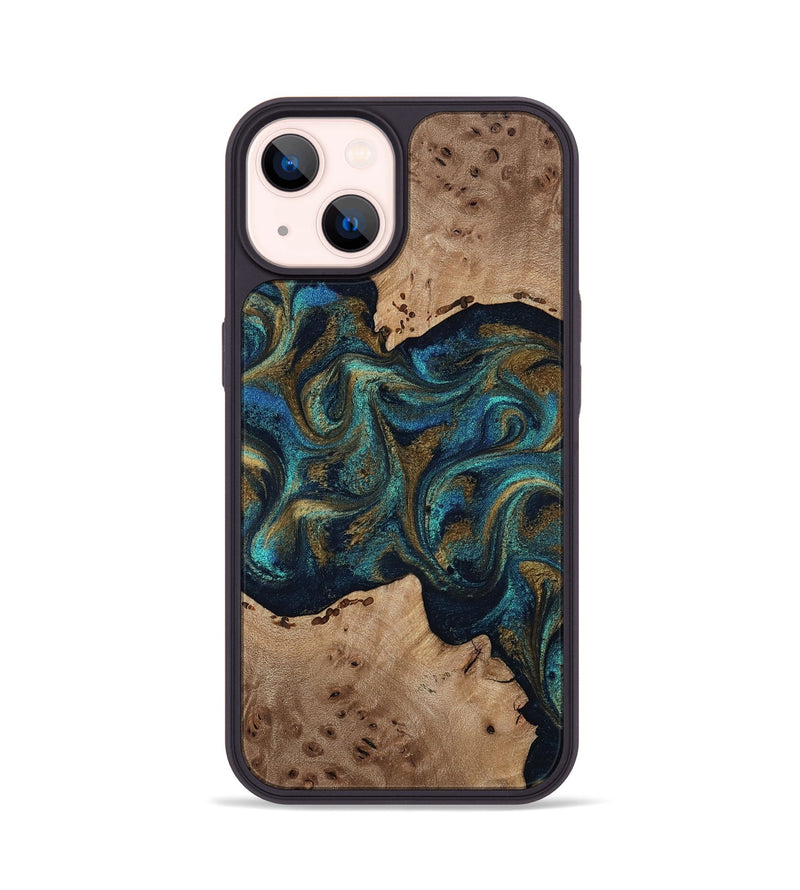 iPhone 14 Wood Phone Case - Jacoby (Teal & Gold, 814180)