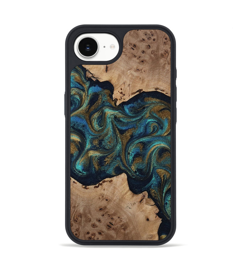 iPhone 16e Wood Phone Case - Jacoby (Teal & Gold, 814180)