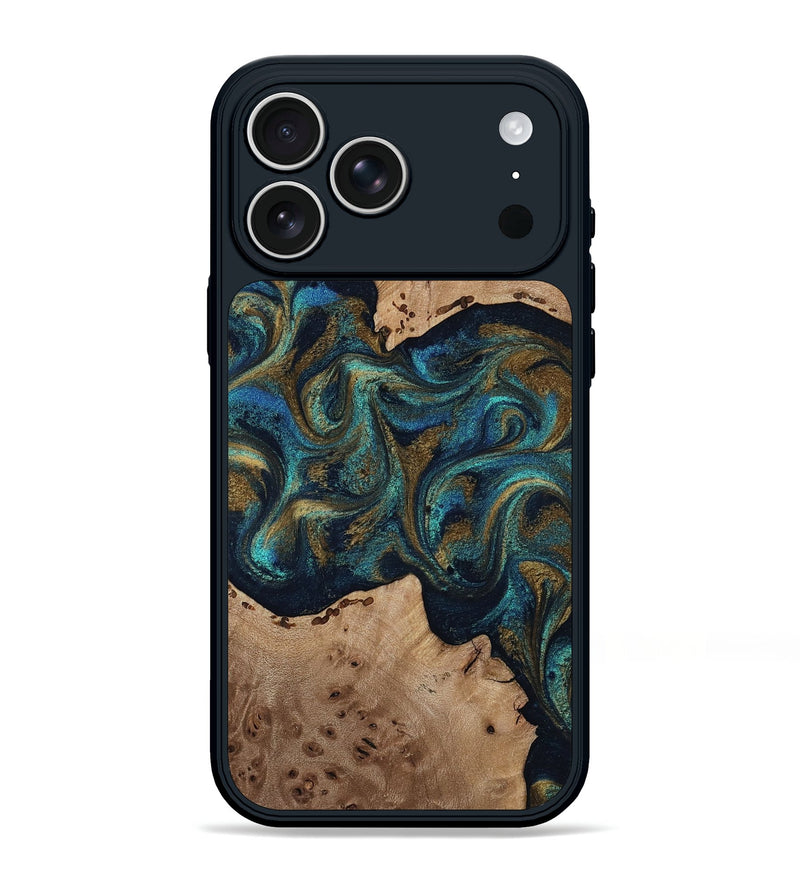 iPhone 17 Pro Max Wood Phone Case - Jacoby (Teal & Gold, 814180)