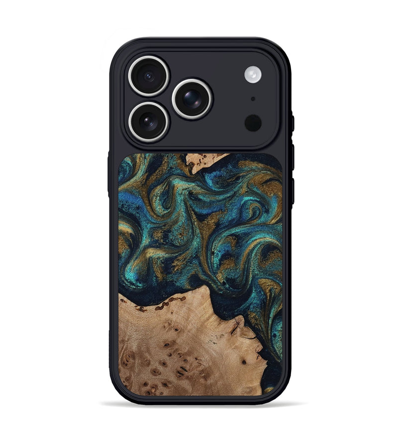 iPhone 17 Pro Wood Phone Case - Jacoby (Teal & Gold, 814180)