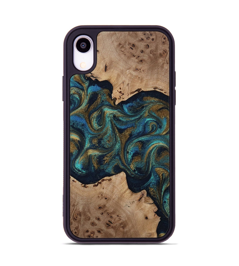 iPhone Xr Wood Phone Case - Jacoby (Teal & Gold, 814180)