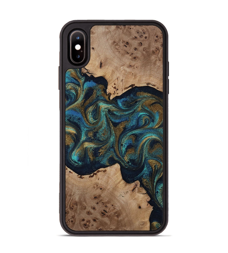 iPhone Xs Max Wood Phone Case - Jacoby (Teal & Gold, 814180)