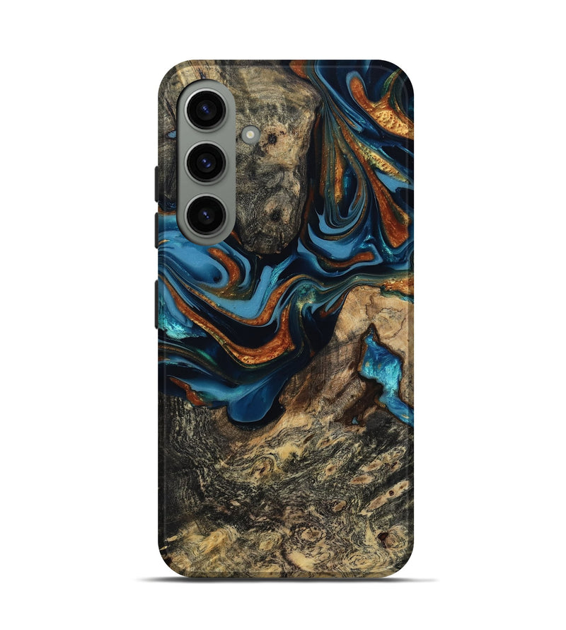 Galaxy S24 Wood Live Edge Phone Case - Marjory (Teal & Gold, 814264)