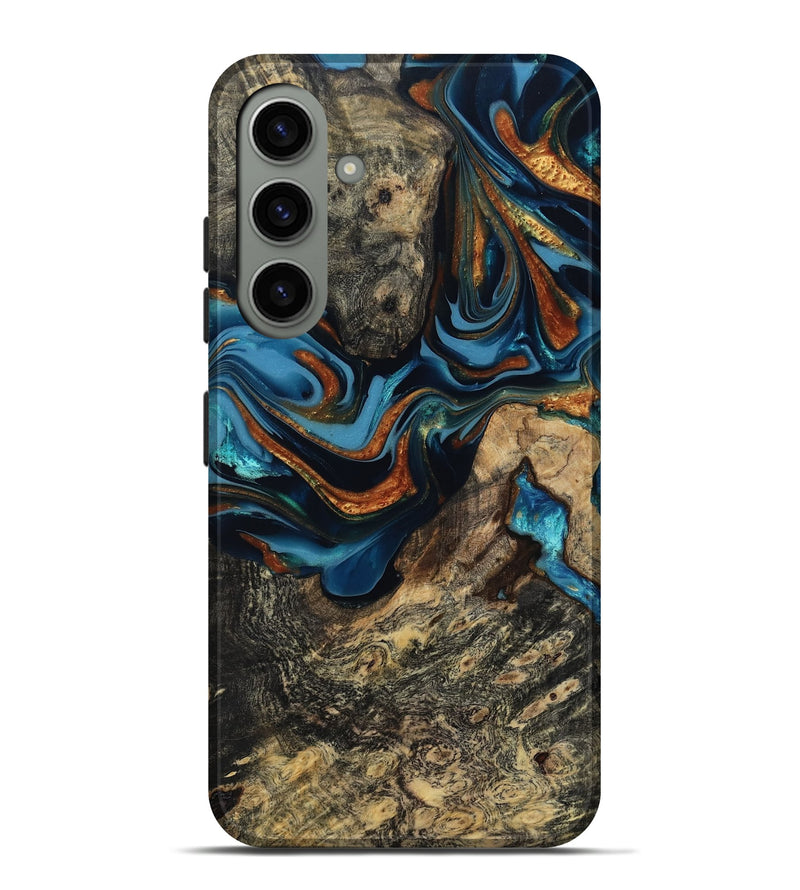 Galaxy S24 Plus Wood Live Edge Phone Case - Marjory (Teal & Gold, 814264)