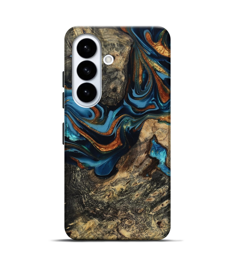 Galaxy S26 Wood Live Edge Phone Case - Marjory (Teal & Gold, 814264)