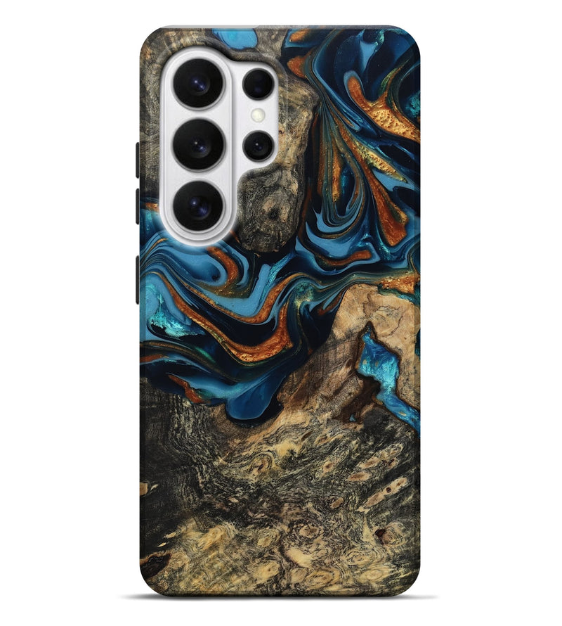 Galaxy S26 Ultra Wood Live Edge Phone Case - Marjory (Teal & Gold, 814264)