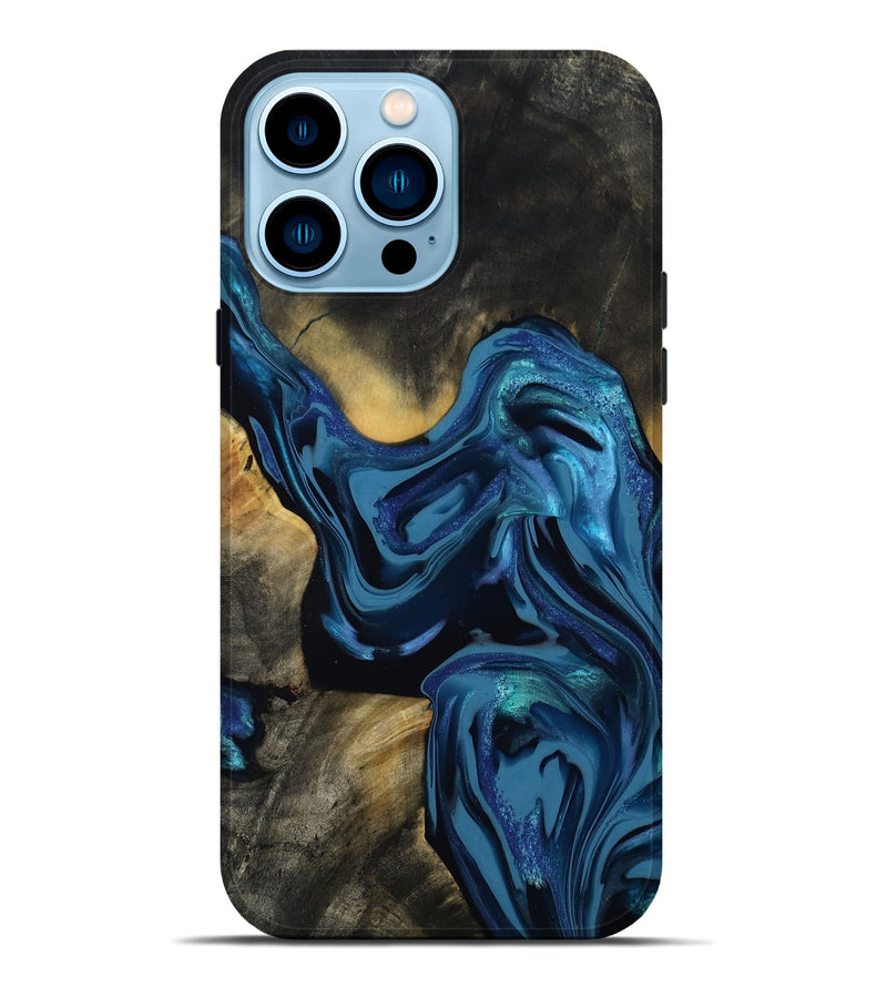 iPhone 14 Pro Max Wood Live Edge Phone Case - Koda (Blue, 814270)