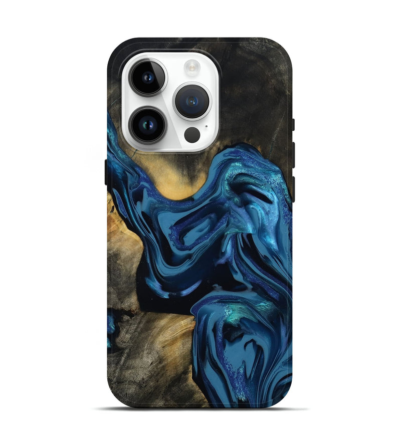 iPhone 15 Pro Wood Live Edge Phone Case - Koda (Blue, 814270)
