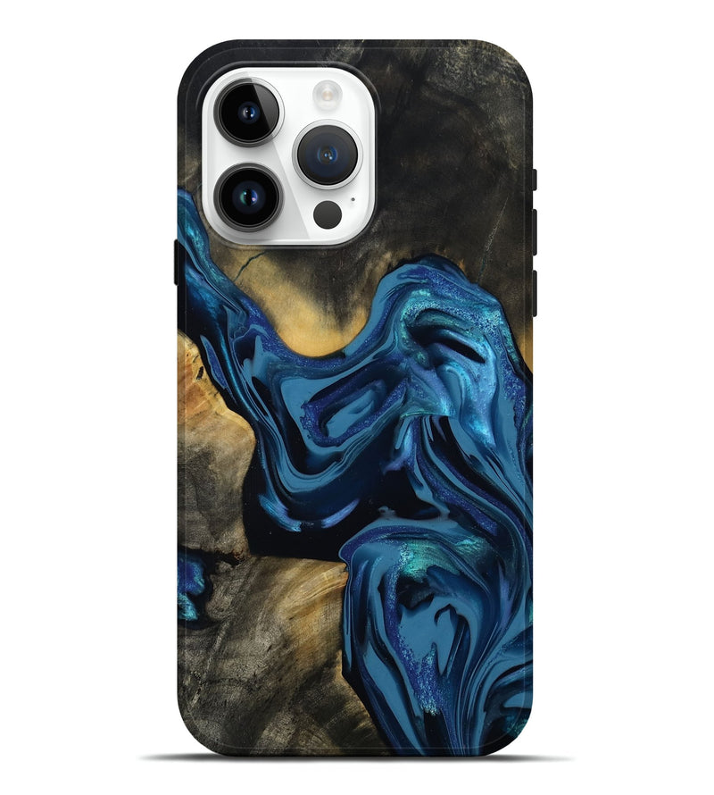 iPhone 15 Pro Max Wood Live Edge Phone Case - Koda (Blue, 814270)