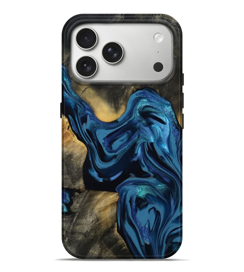 iPhone 17 Pro Max Wood Live Edge Phone Case - Koda (Blue, 814270)