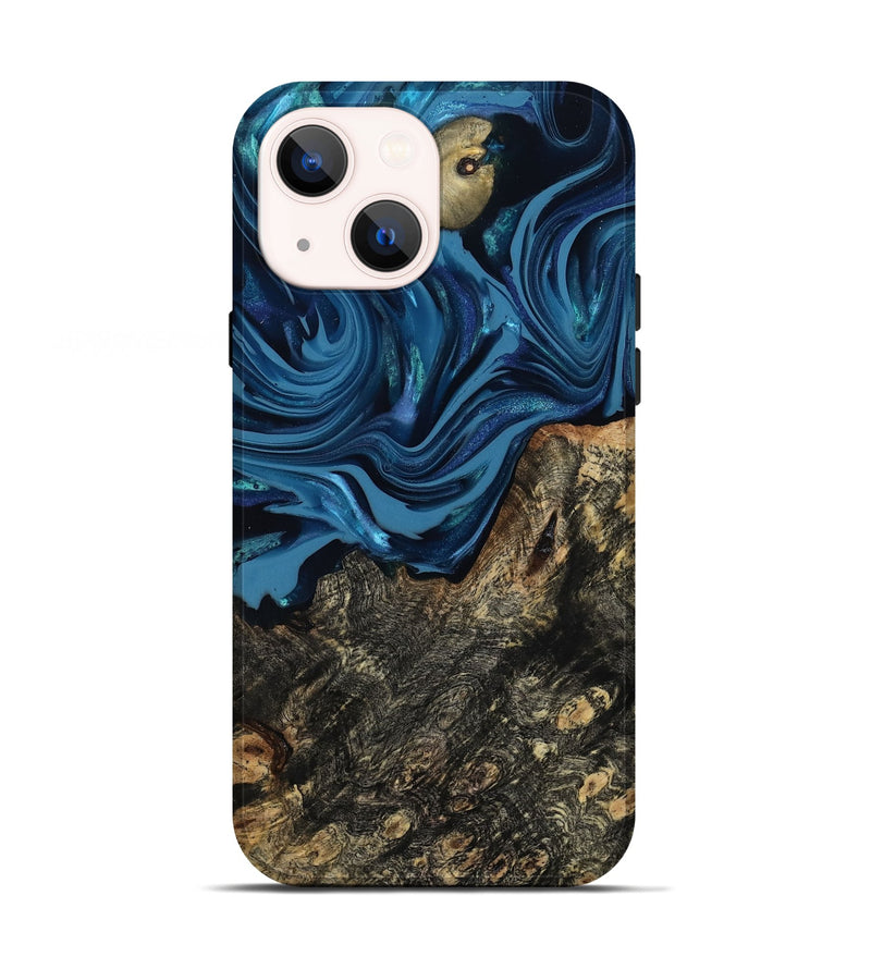 iPhone 13 Wood Live Edge Phone Case - Kamiyah (Blue, 814271)