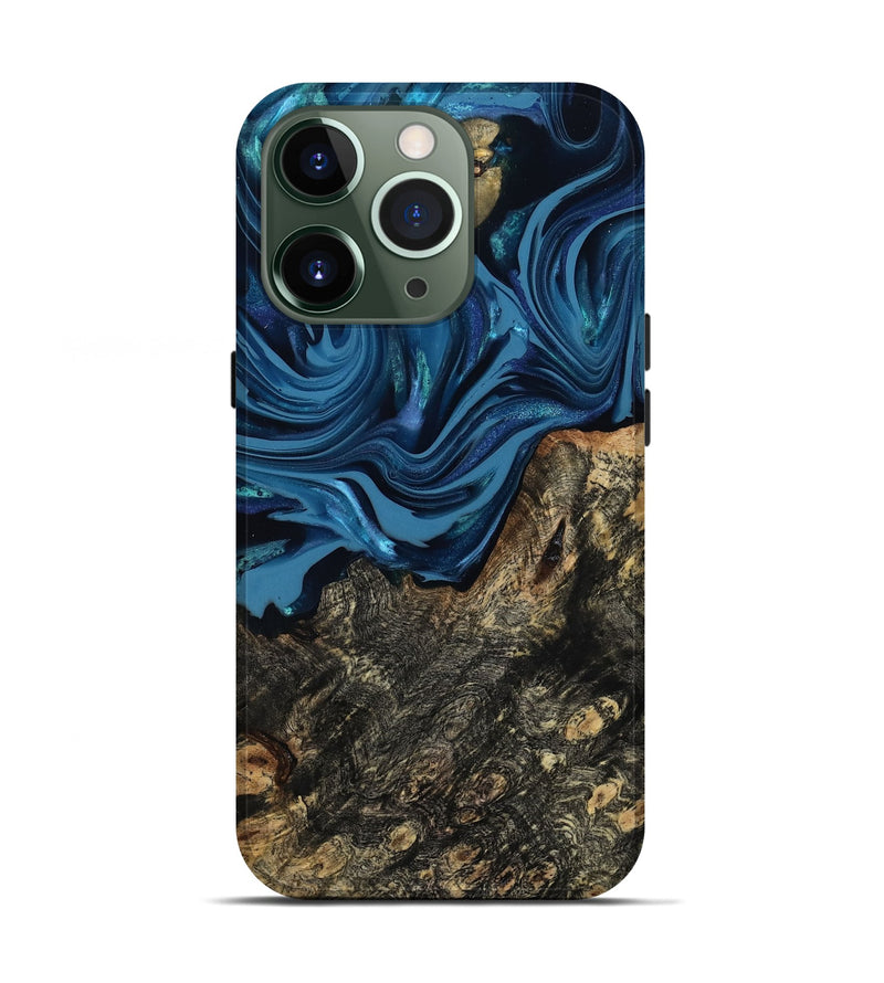 iPhone 13 Pro Wood Live Edge Phone Case - Kamiyah (Blue, 814271)