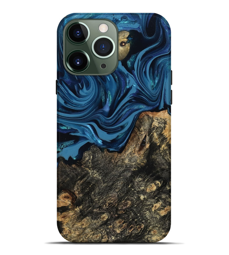 iPhone 13 Pro Max Wood Live Edge Phone Case - Kamiyah (Blue, 814271)
