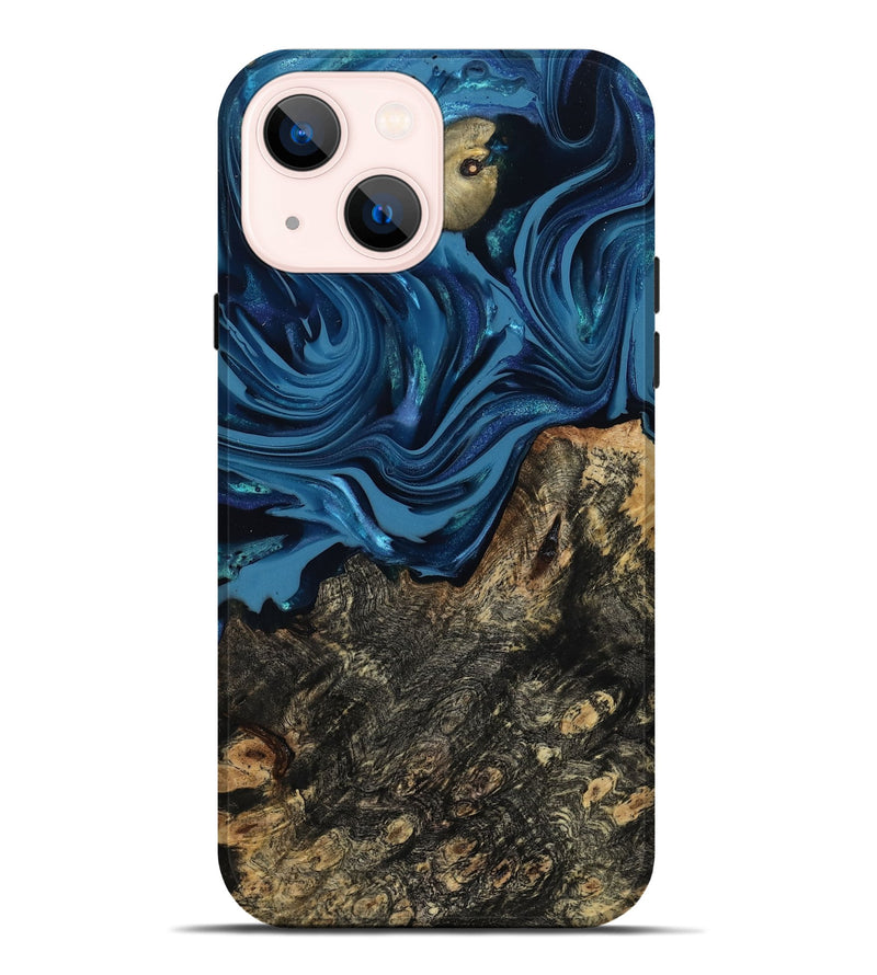 iPhone 14 Plus Wood Live Edge Phone Case - Kamiyah (Blue, 814271)
