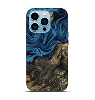 iPhone 14 Pro Wood Live Edge Phone Case - Kamiyah (Blue, 814271)