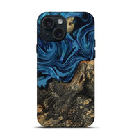 iPhone 15 Wood Live Edge Phone Case - Kamiyah (Blue, 814271)