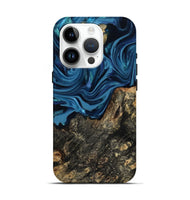 iPhone 15 Pro Wood Live Edge Phone Case - Kamiyah (Blue, 814271)