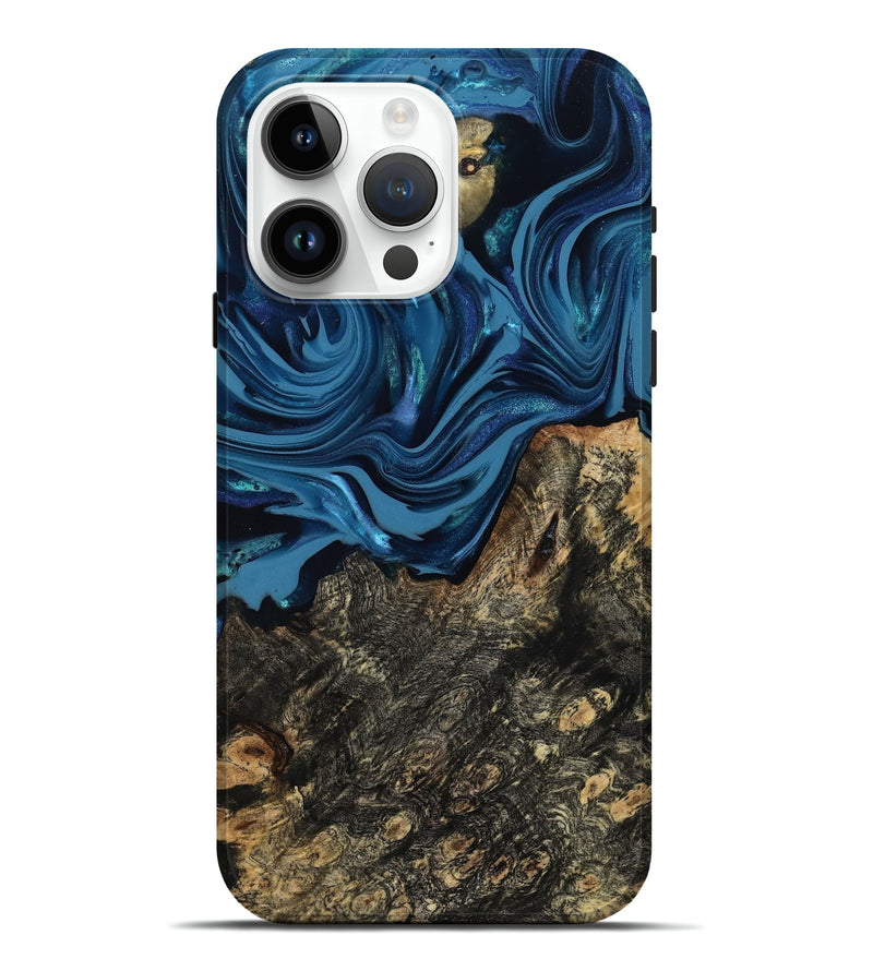 iPhone 15 Pro Max Wood Live Edge Phone Case - Kamiyah (Blue, 814271)
