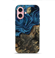 iPhone 16 Wood Live Edge Phone Case - Kamiyah (Blue, 814271)