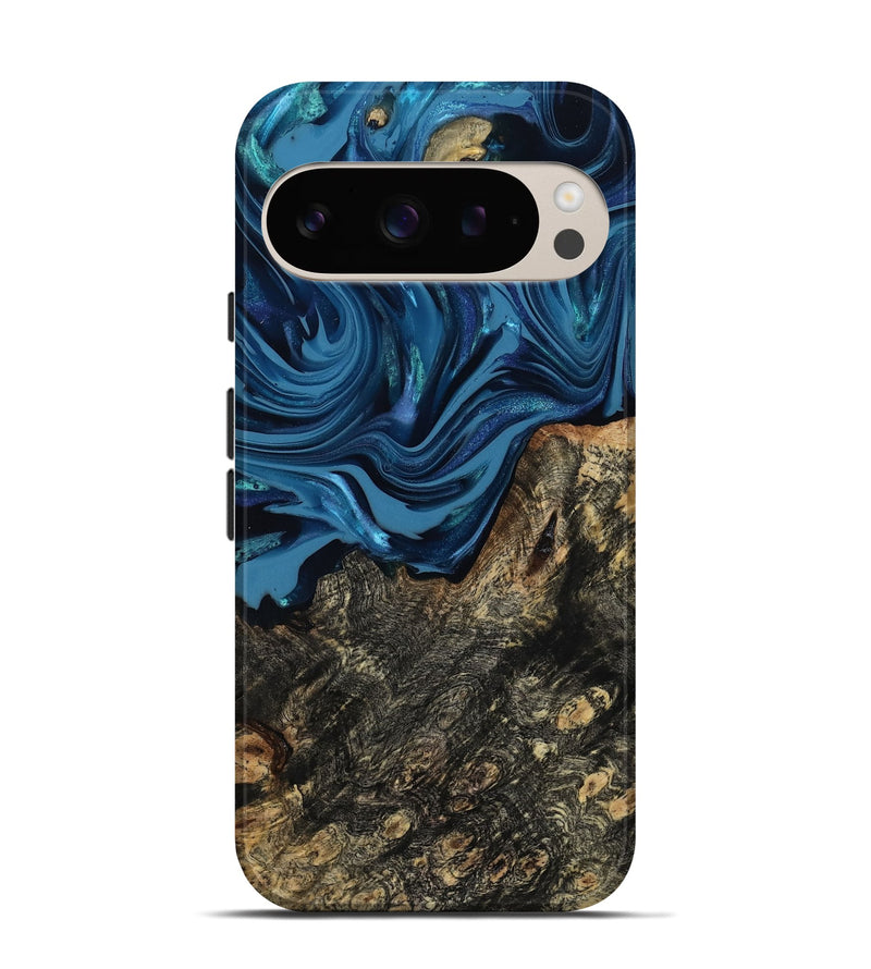 Pixel 9 Pro Wood Live Edge Phone Case - Kamiyah (Blue, 814271)