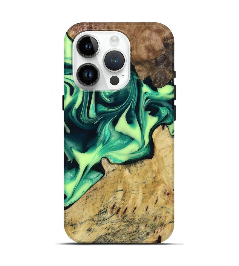 iPhone 15 Pro Wood Live Edge Phone Case - Viviana (Green, 814278)