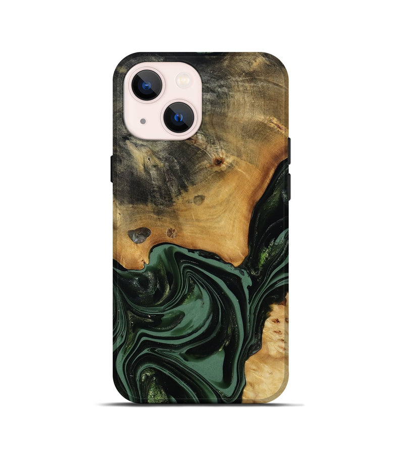 iPhone 13 mini Wood Live Edge Phone Case - Arther (Green, 814284)