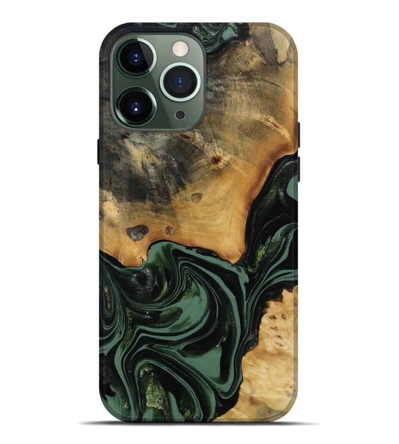 iPhone 13 Pro Max Wood Live Edge Phone Case - Arther (Green, 814284)